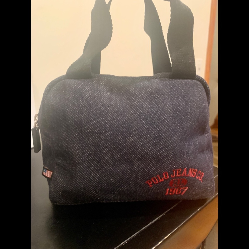 Vintage Y2K Polo Jeans Co Denim Jean Small Purse Bag 1967 RL Lo Flag America.